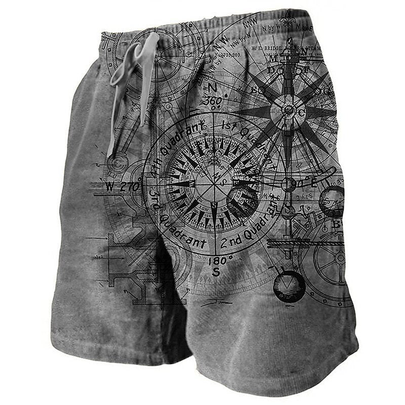 European And American 3D Printed Casual Retro Plaid Hawaiian Vacation Beach Pants Loose Shorts Men