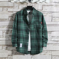 Long-sleeve Plaid Shirt -style Loose Fit