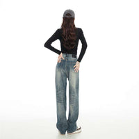 Retro Wide-leg Pants Jeans Women's Lengthened Trousers