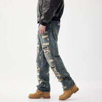 Mens Denim Jeans With Custom Patches