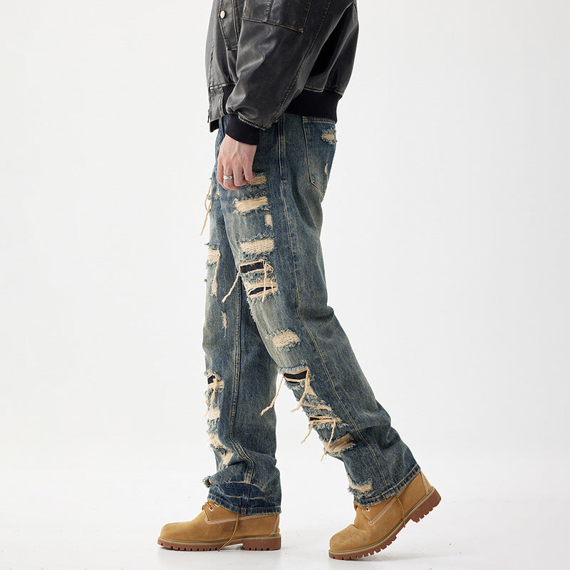 Mens Denim Jeans With Custom Patches