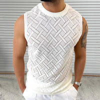 Knitted Mens Crew-Neck Sleeveless  T-shirt