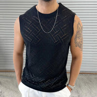 Knitted Mens Crew-Neck Sleeveless  T-shirt