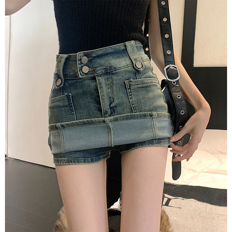 Womens Stretch Vintage Denim Skirt