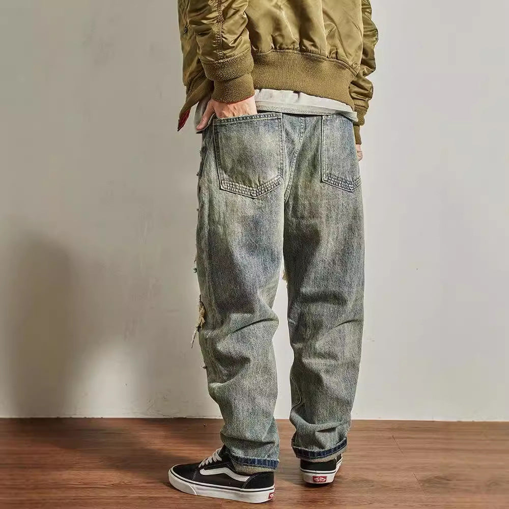 Men's Tapered Distressed Broken jeans