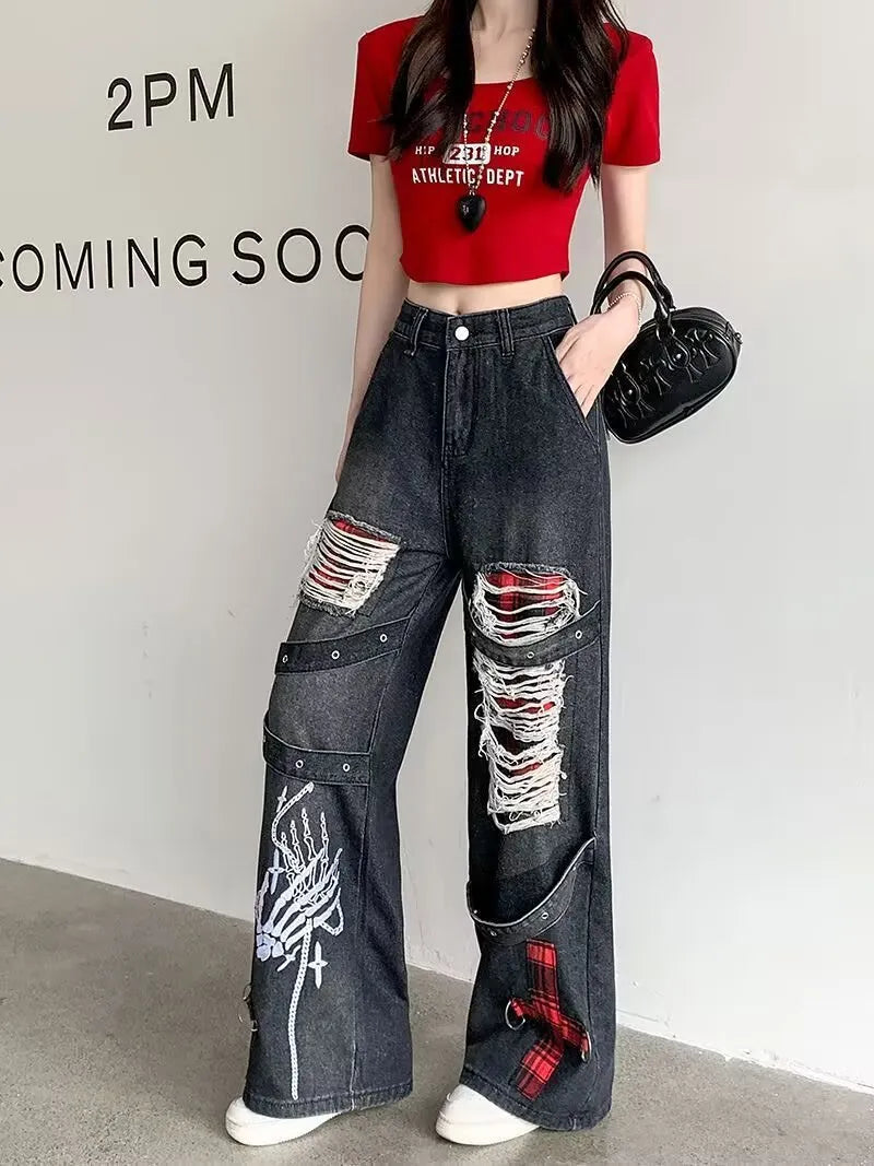 Womens Vintage Ripped Jeans