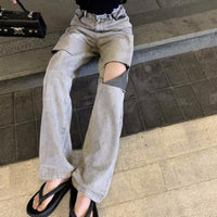 Women's Summer New High Waist Loose Ripped Jeans
