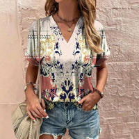 Casual Short Sleeve Pattern Print Loose Fashion Comfortable T-shirt