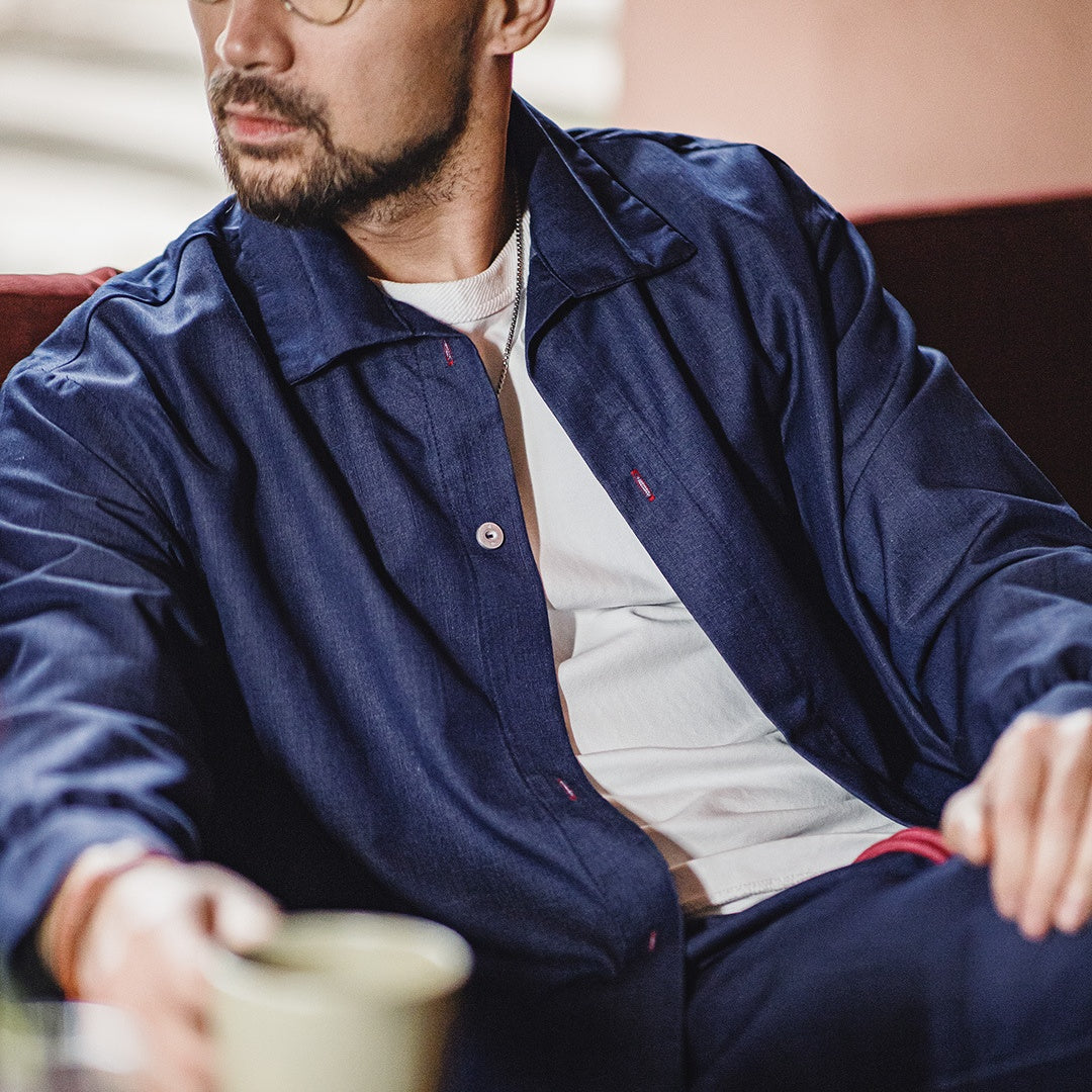 Men's  Retro Imitation Tencel Denim Shirt
