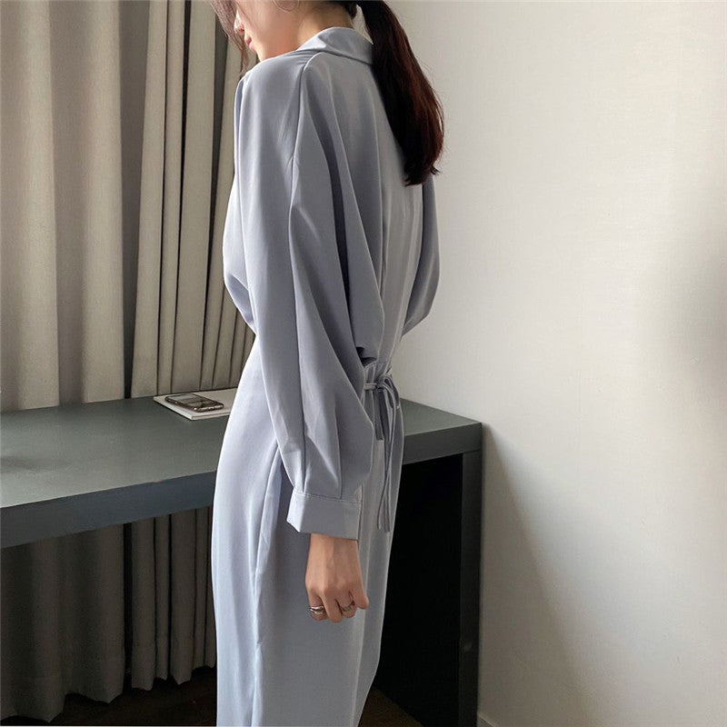 French Elegant Temperament Dress Female Lapel Waist Waist