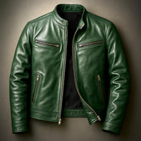Mens PU Leather Motorcycle Jacket