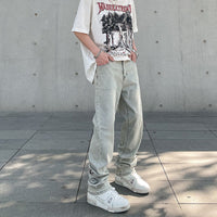 Distressed Yellow Mud Print Jeans