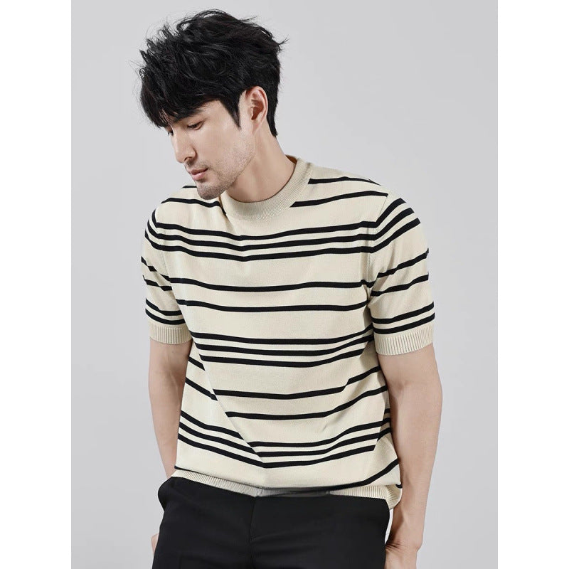 Knitted Ice Silk T-shirt Men's