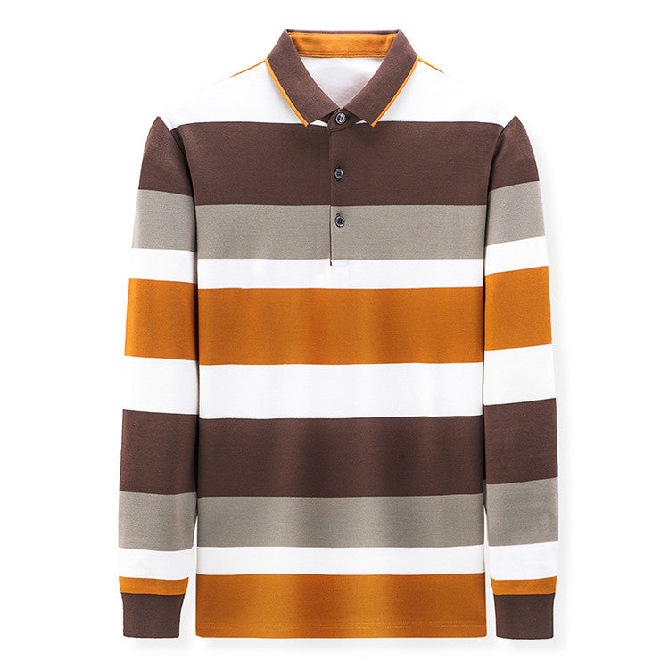Striped Lapel Men's Long-sleeve