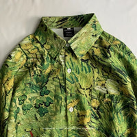 Grass Green Plant Oil Painting Floral Long Sleeve Shirt