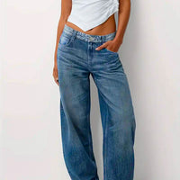Summer Thin, Loose-fit, Mid-rise, Figure-flattering Wide-leg Denim Jeans For Pear-shaped Figures