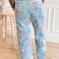 Women's Casual Loose-Fit Irregular Printed Denim Jeans