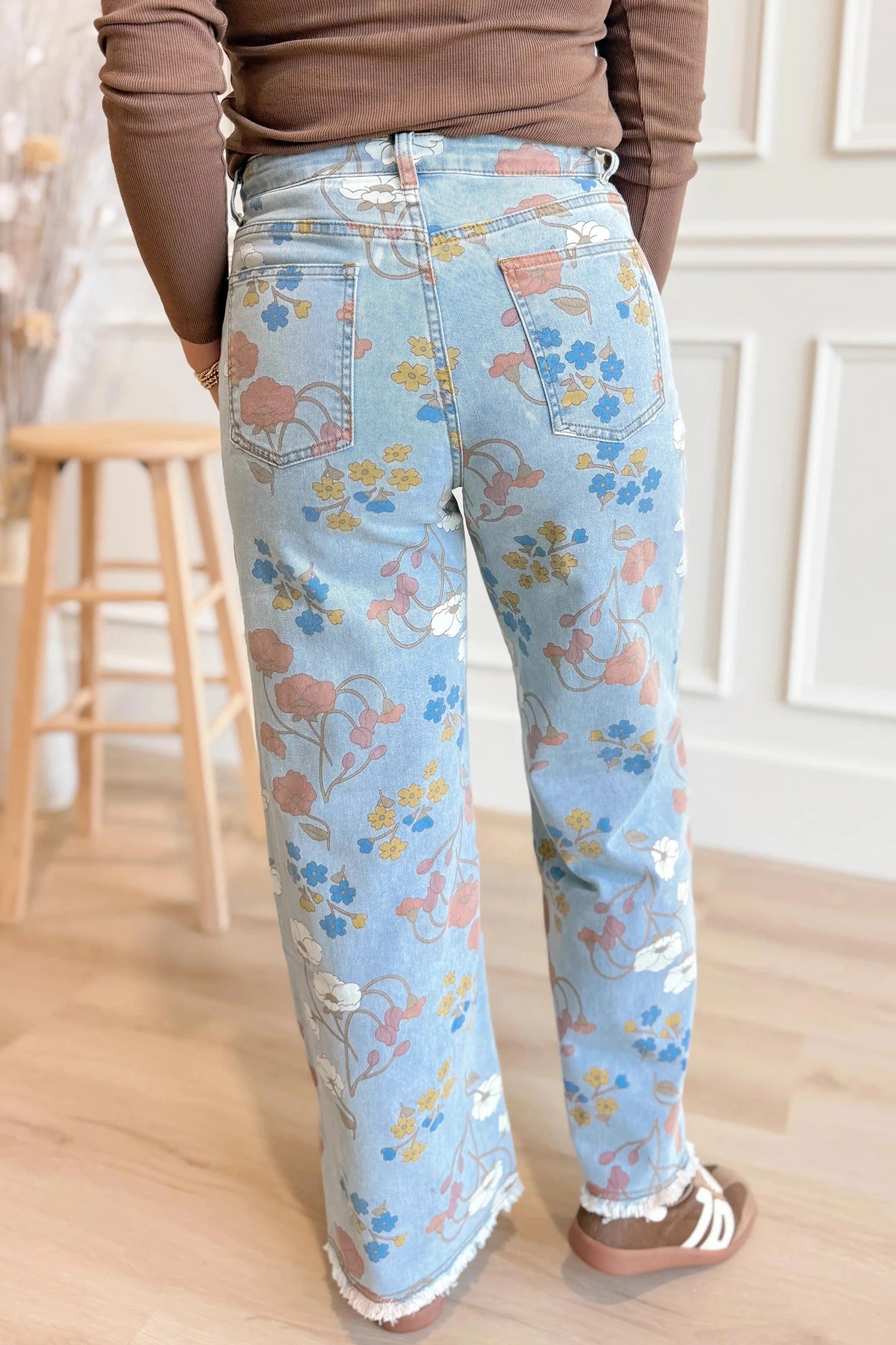 Women's Casual Loose-Fit Irregular Printed Denim Jeans