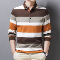 Striped Lapel Men's Long-sleeve