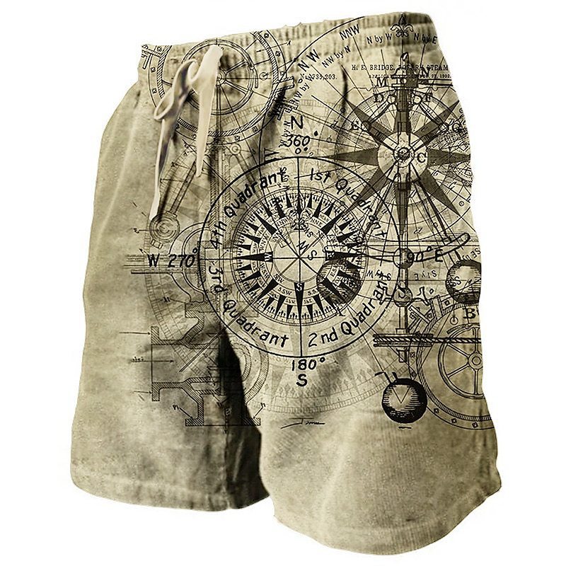 European And American 3D Printed Casual Retro Plaid Hawaiian Vacation Beach Pants Loose Shorts Men