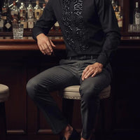 Chic Black Shirt With Statement Sequin Detail