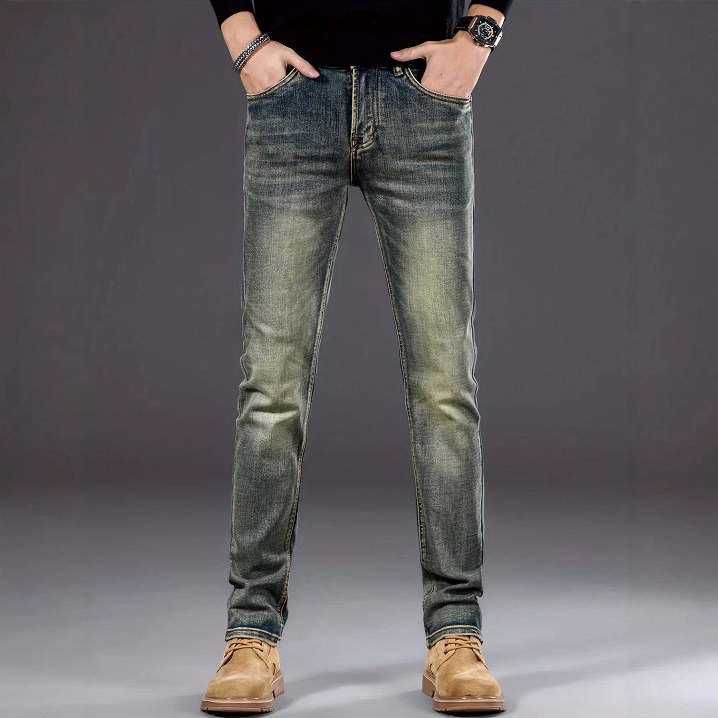 Mens Casual Stretch Slimming Retro Jeans