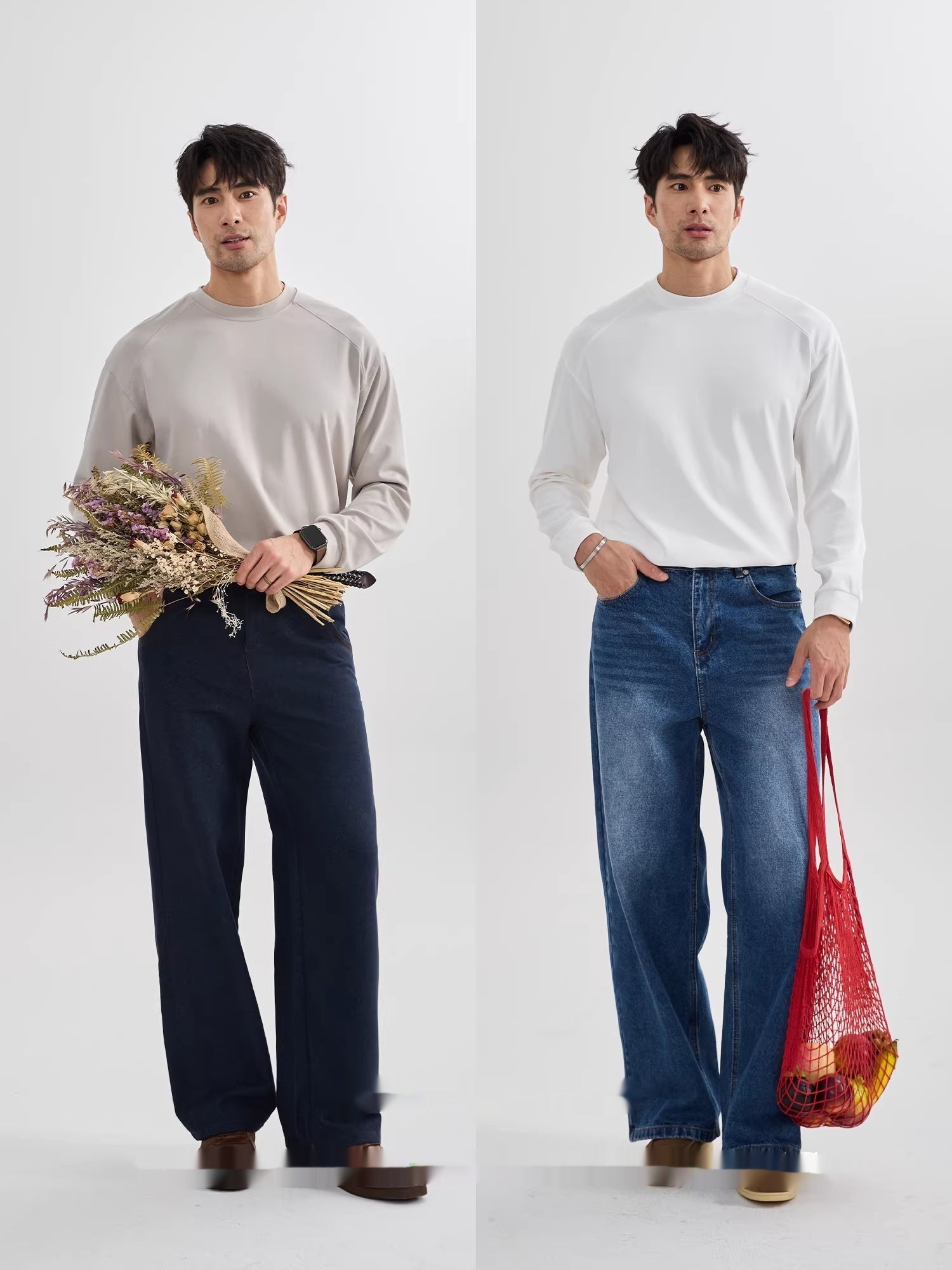 Mens Long-Sleeve  Solid-Color Raglan Sleeve T-shirt