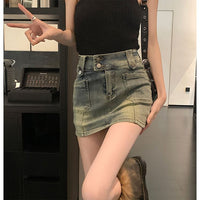 Womens Stretch Vintage Denim Skirt