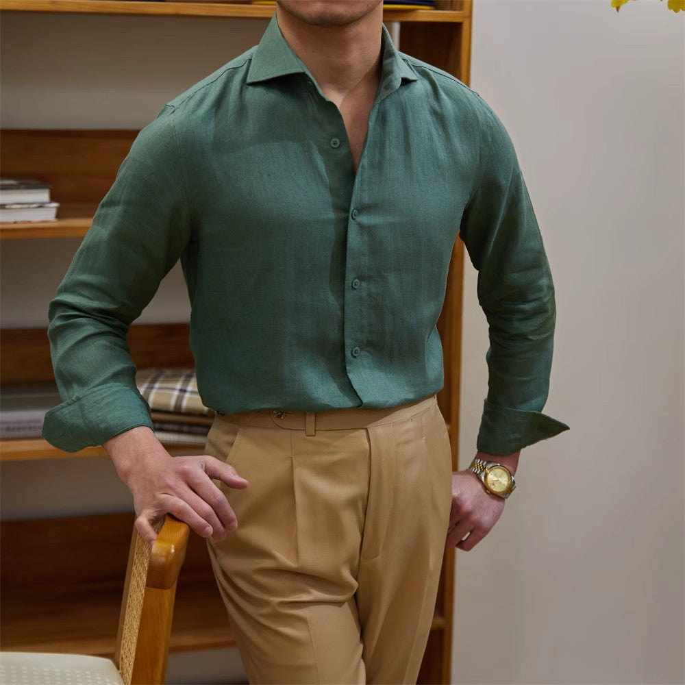 Men's Cotton Linen Long Sleeve Shirt