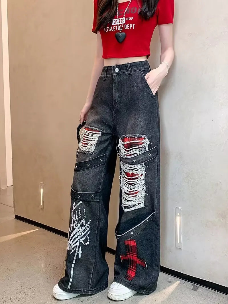 Womens Vintage Ripped Jeans