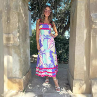 Fashion Printed Women's Wave Sling Dress