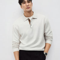 Mens Relaxed-fit Solid-color Casual Long-sleeve Shirt