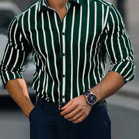 Striped Printed Casual Four-way Stretch Long Sleeve Shirt For Men