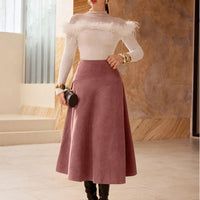 Faux Suede Elegant Skirt