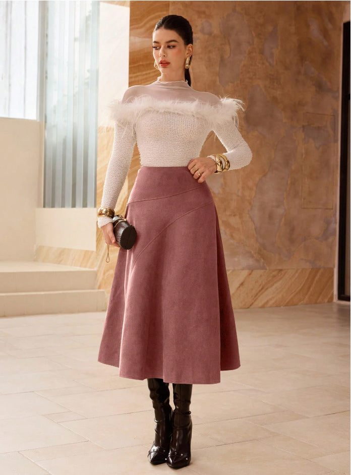 Faux Suede Elegant Skirt