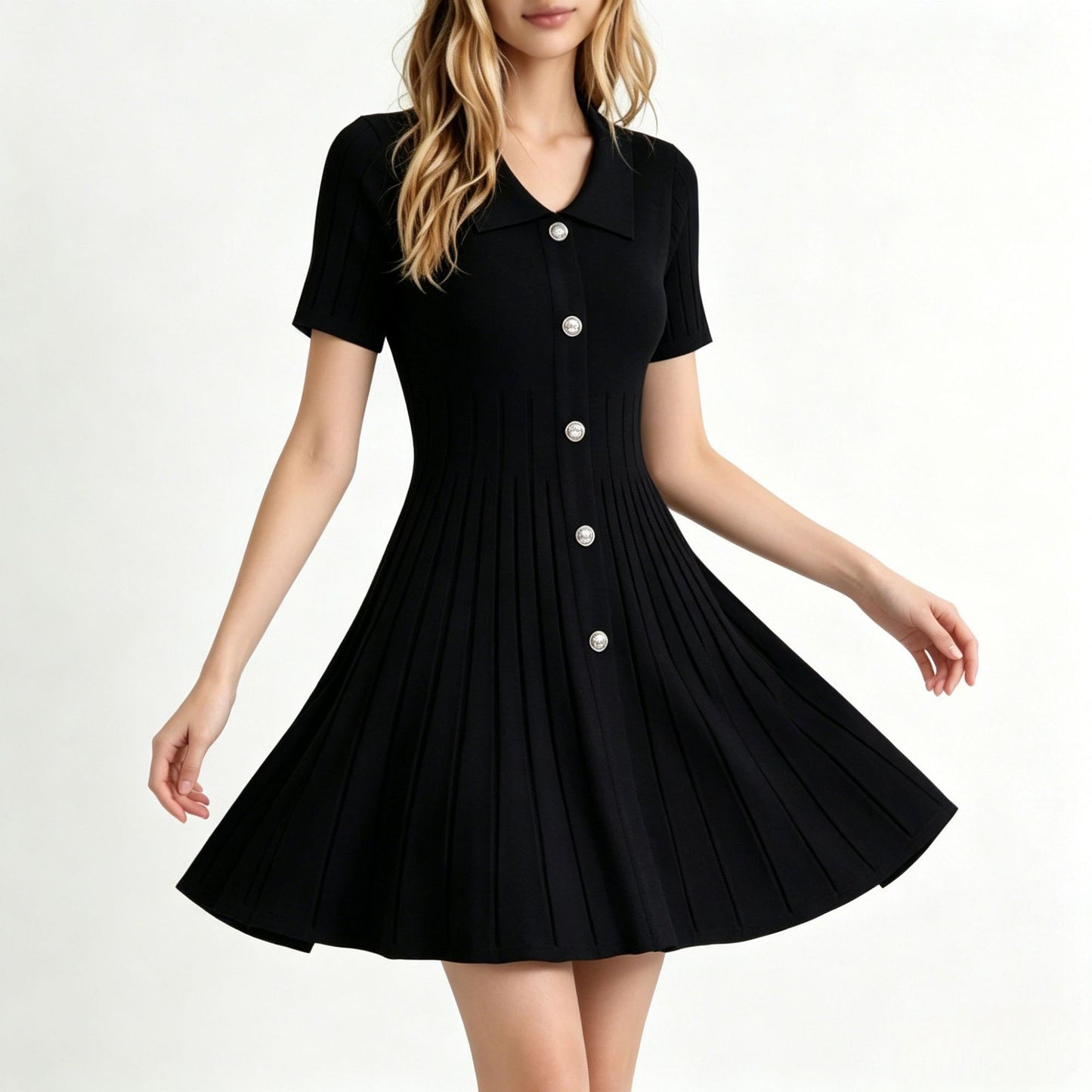 Polo-neck Knitted Dress