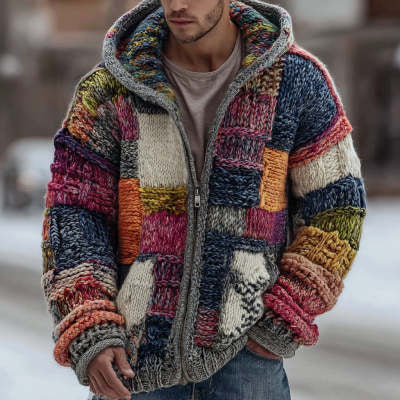 Mens PlaidHoodie Coat
