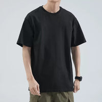 Mens Loose Simple Versatile Solid-color Top