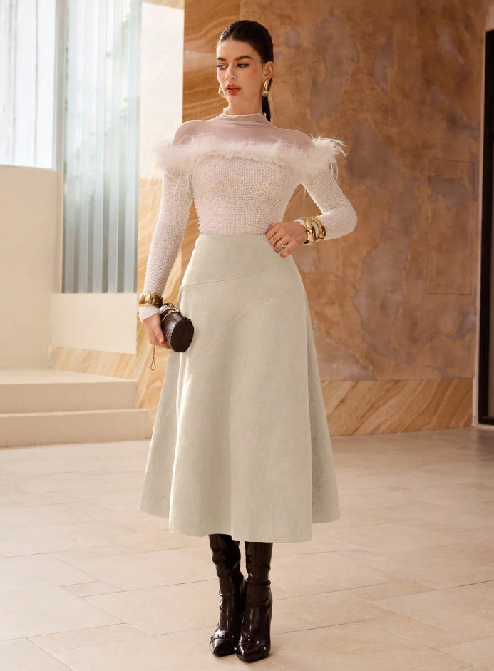 Faux Suede Elegant Skirt