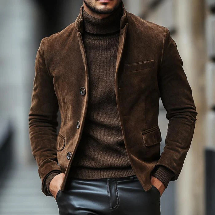 Mens Retro Casual Suede Jacket