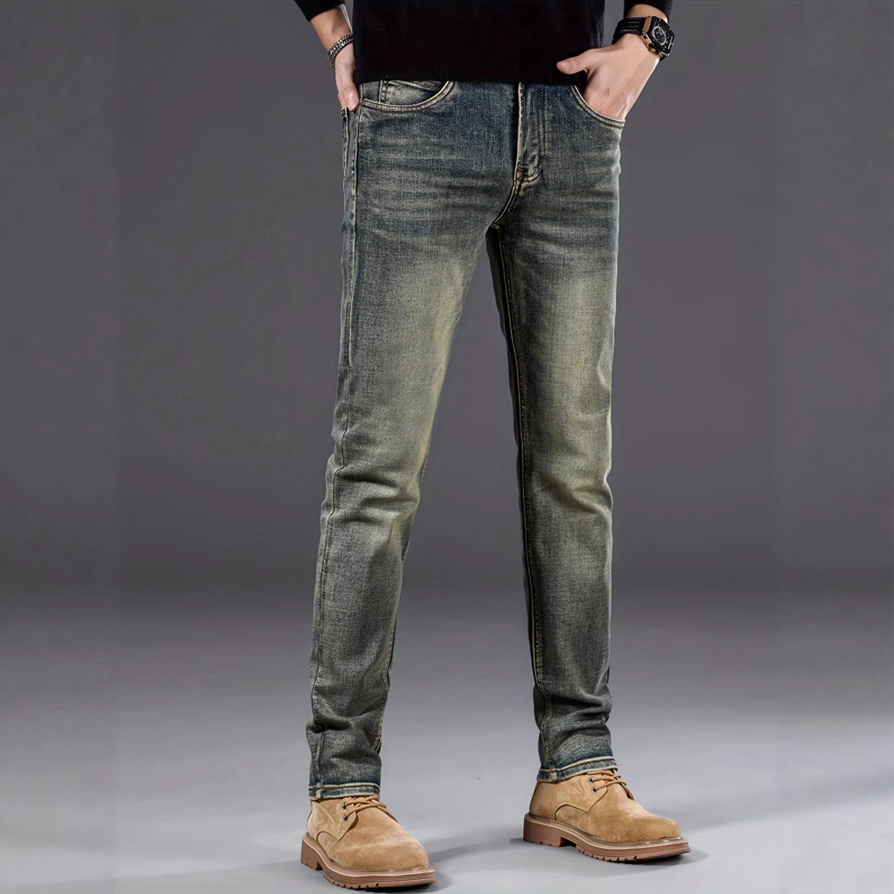 Mens Casual Stretch Slimming Retro Jeans
