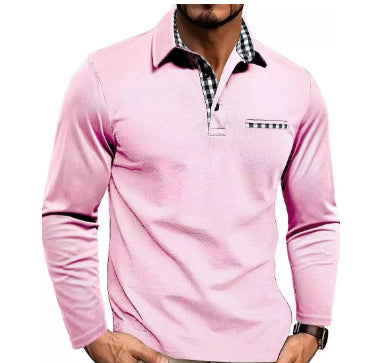 New Long-sleeved Men's T-shirt POLO Collar Casual Top