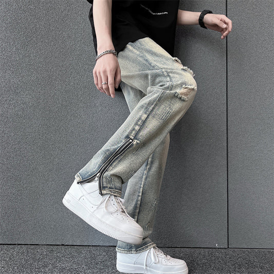 Mens Summer Loose-Fit Denim Jeans