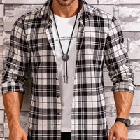 Teenage Men's Checked Long-sleeved Casual Shirt