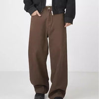 Cotton Retro Brown Straight-leg mens pant