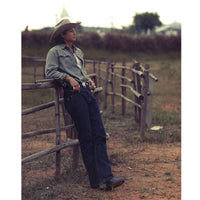 Embroidered Washed Denim American Retro Western Long Sleeve Shirt