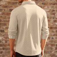 Knitted Floral Single-breasted Casual Sport Business Men's Lapel Long Sleeve Shirt