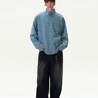 American Style Vintage Plaid Pleated Shirt