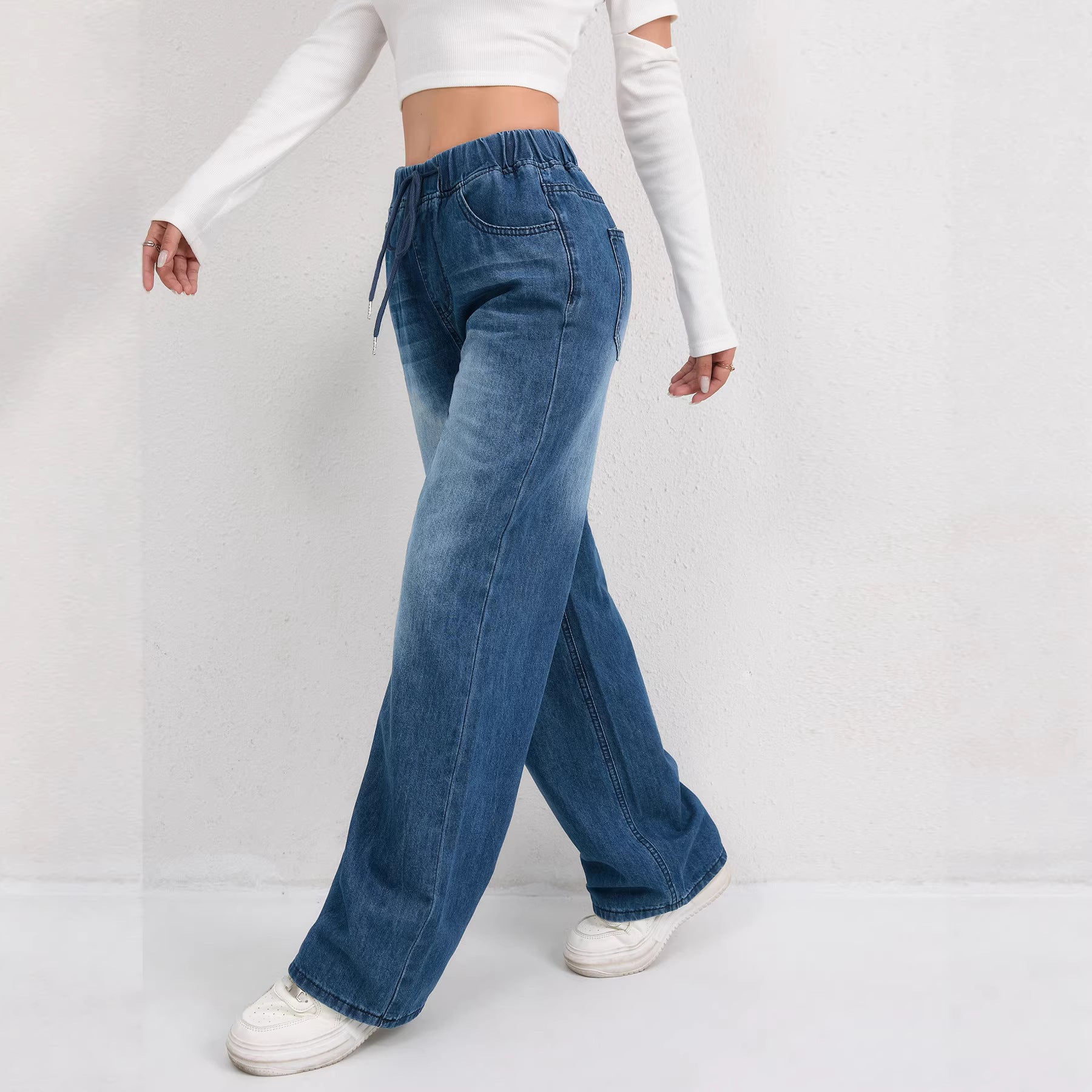 Straight-Leg Denim Jeans For Women