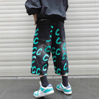 Loose Casual Straight-leg Black Denim Shorts